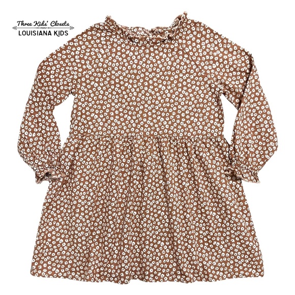 Rylee + Cru 6-7Y Brown Ditsy Floral Janie Dress